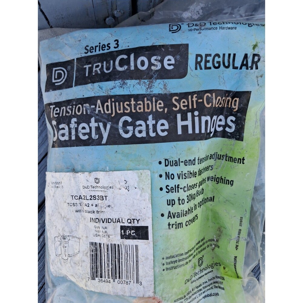 (2) Two D&D TruClose Heavy Duty Safety Gate Hinges Truclose TCA2L2S3BT Black